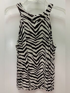 Tahari Zebra Print Sleeveless Tank Top - Brown & White